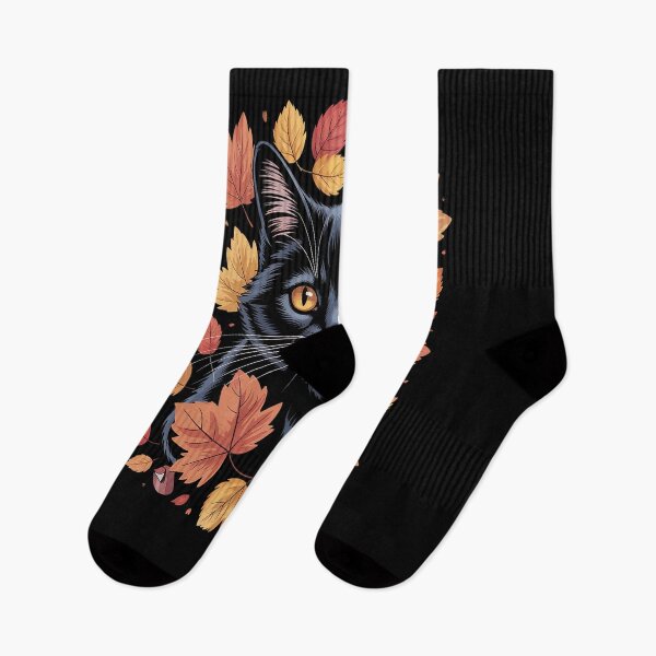 Item preview, Black Cat Fall Vibes Autumn Leaves and Cat Lover Women Men designed and sold by VladoZork.