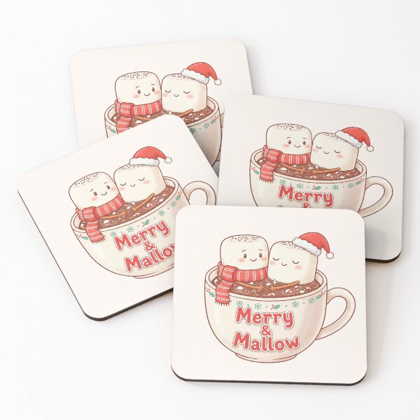 Item preview, Merry & Mallow – Cute Christmas Marshmallow Couple in Hot Cocoa designed and sold by Iras-Art-Corner.