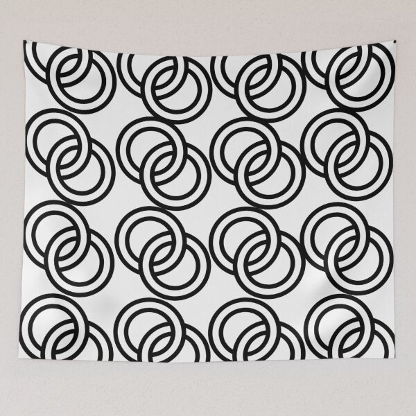 Item preview, Black Overlapping Circles on White – Modern Geometric Pattern Design designed and sold by Cultradesign.