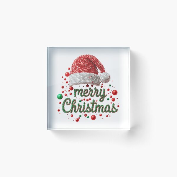 Item preview, Elegant “Merry Christmas” Dot Art Design with Santa Hat | Festive Beaded Texture Illustration in Red, Green, and White designed and sold by PixelVibe782.