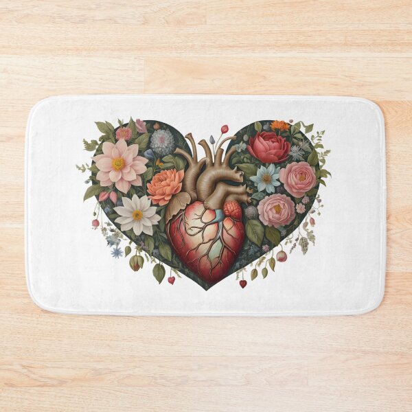 Item preview, The Heart of the Garden - Floral Anatomical Heart Illustration on Dark Background designed and sold by Maldives-Art.