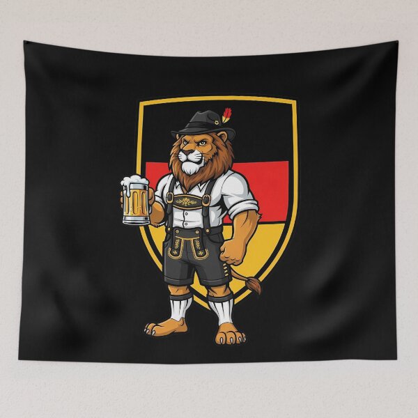 Item preview, Oktoberfest Lion Lederhosen Beer Mascot designed and sold by k3rstman1.