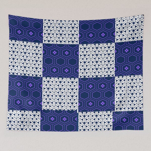 Item preview, Floral Purple and Grey Kikko Hexagon Checker Pattern – Elegant Japanese-Inspired Design designed and sold by Cultradesign.
