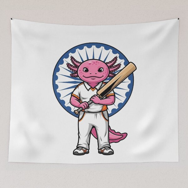 Item preview, Indian Axolotl Cricket Fan Sports Mascot designed and sold by k3rstman1.