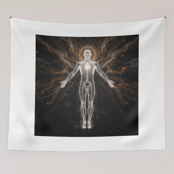 Item preview, Stellar Energy Being – Radiant Human Light Form, Cosmic Illusion Art designed and sold by PLUSHIWORLDtm.