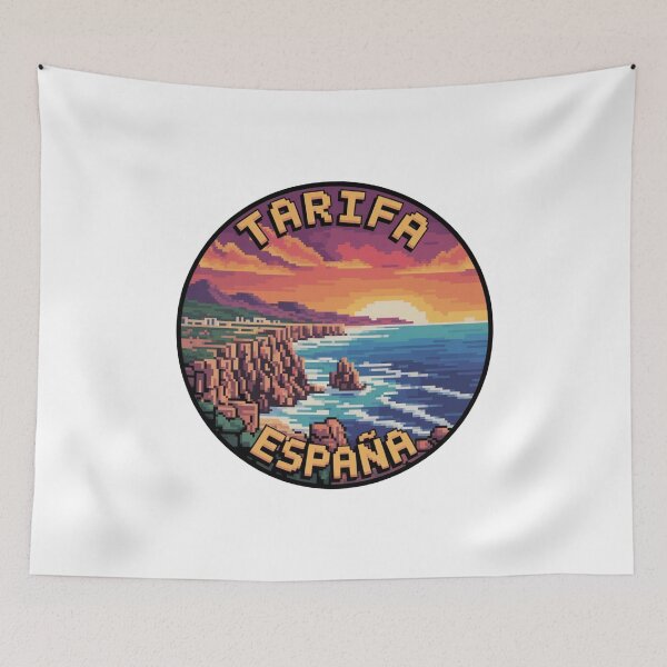Item preview, Tarifa España Pixel Art Retro Sunset Cliffs designed and sold by CircinusStore.