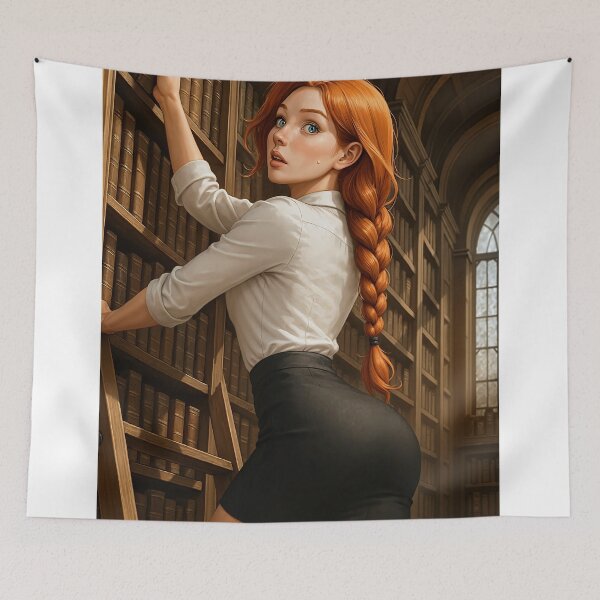 Item preview, Rowan Fletcher pencil skirt in library from behind designed and sold by CathryneDelamort.