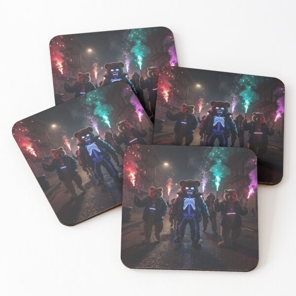 Item preview, Plushi Gang Neon Street – Skeleton Bear & Smoke Flares Art designed and sold by PLUSHIWORLDtm.