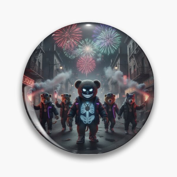 Item preview, Neon Gang Plush Bear – Dark Bronx Night Fireworks Aesthetic designed and sold by PLUSHIWORLDtm.