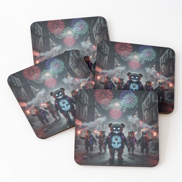 Item preview, Neon Gang Plush Bear – Dark Bronx Night Fireworks Aesthetic designed and sold by PLUSHIWORLDtm.