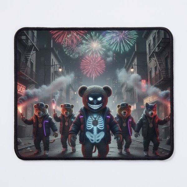 Item preview, Neon Gang Plush Bear – Dark Bronx Night Fireworks Aesthetic designed and sold by PLUSHIWORLDtm.
