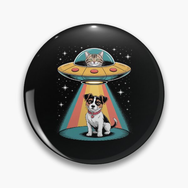 Item preview, UFO Cat Beaming Up a Dog Funny Alien Space designed and sold by petrichorsworld.