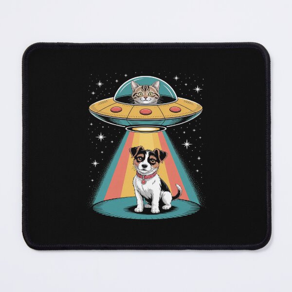 Item preview, UFO Cat Beaming Up a Dog Funny Alien Space designed and sold by petrichorsworld.