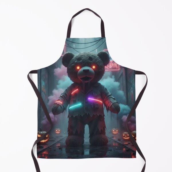 Item preview, Cyberpunk Horror Teddy Bear - Neon Halloween Street Art Design designed and sold by PLUSHIWORLDtm.