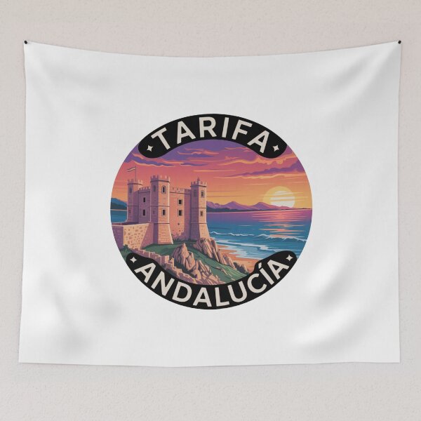 Item preview, Tarifa Andalucía Retro Sunset Castle Coastline designed and sold by CircinusStore.