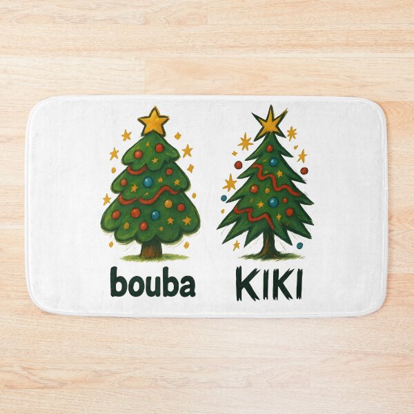 Item preview, Bouba vs Kiki Christmas Trees — The Linguistics of Holiday Vibes designed and sold by Nerd Romance Café.
