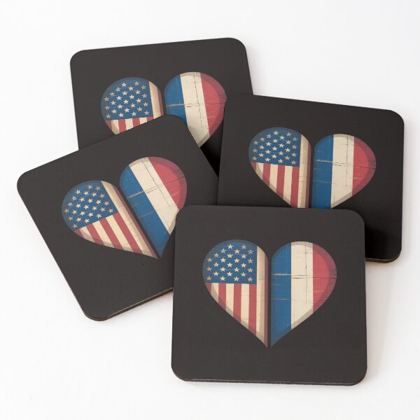 Item preview, USA American France Heart Flag Dual Citizenship designed and sold by petrichorsworld.
