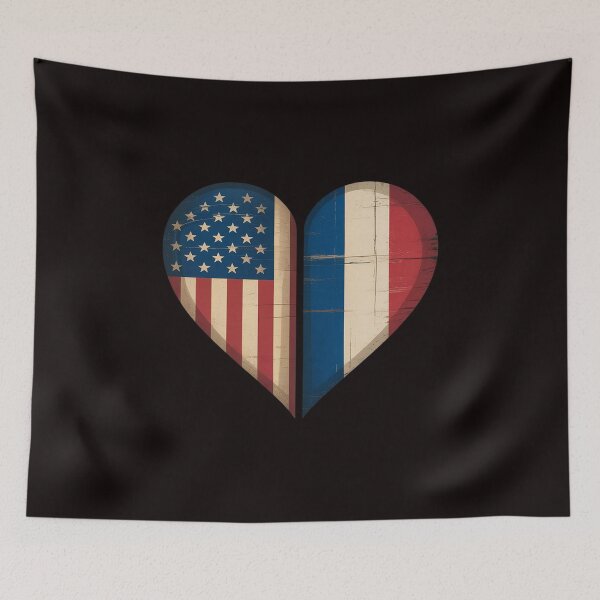 Item preview, USA American France Heart Flag Dual Citizenship designed and sold by petrichorsworld.