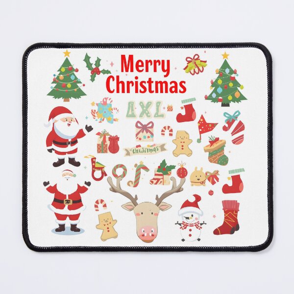 Item preview, Xmas items set. Christmas tree, Santa with gifts, elves. Festive wreath, candy canes, gingerbreads. New year decorations. Winter holiday decor. Flat isolated vector illustration on white background designed and sold by PWDigitalArt.