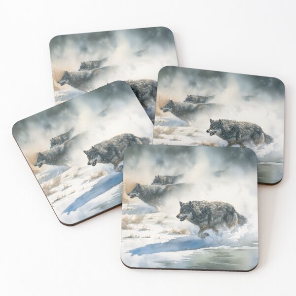 Item preview, Wolves Running Through Snowy Landscape  designed and sold by PetsArt.