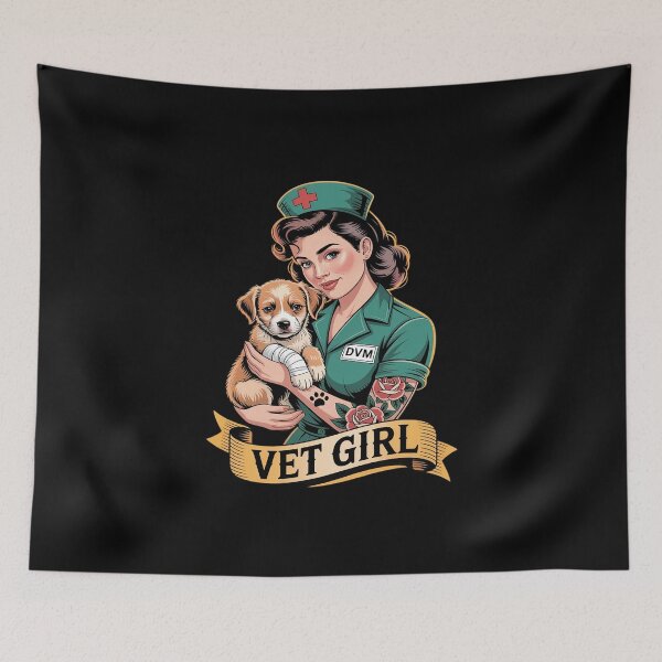 Item preview, Vet Girl Old School Pin-Up Style Medical Professional designed and sold by KingsLife1994.
