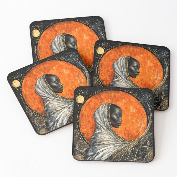 Item preview, Celestial Serenity: Ethereal Black Goddess Portrait designed and sold by JackrabbitPub.