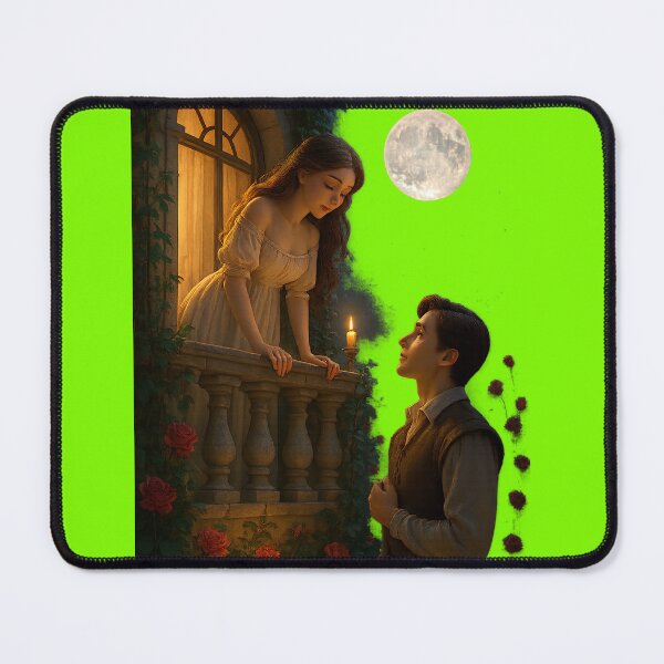 Item preview, 3D Glossy Romantic Balcony Scene | Timeless Love Art Inspired by Romeeo & Juliiett | Moonlight Couple PNG designed and sold by AwesomeDigiShop.