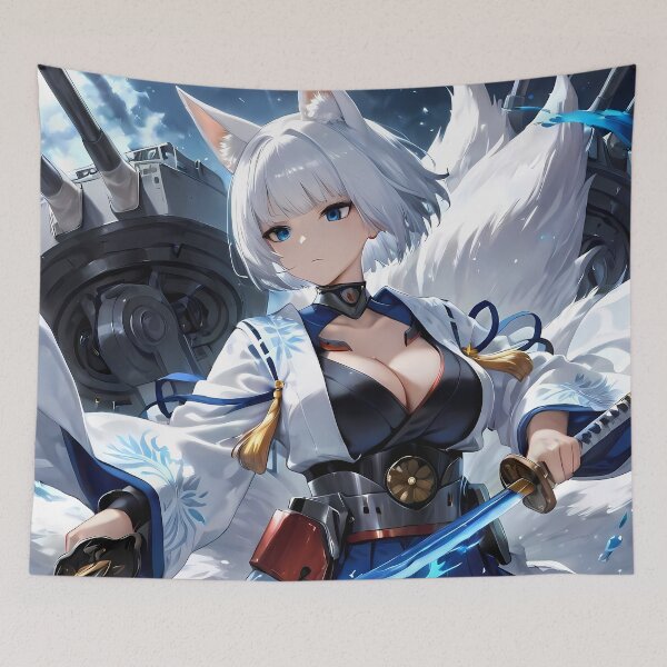 Item preview, Azur Lane Anime Kaga In Action Wielding Glowing Blade With Heroic Elegance designed and sold by CarlosBender.