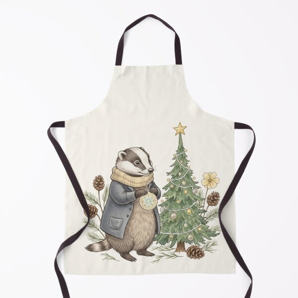 Item preview, Badger Decorating Christmas Tree | Cozy Winter Illustration designed and sold by Pasteltone.