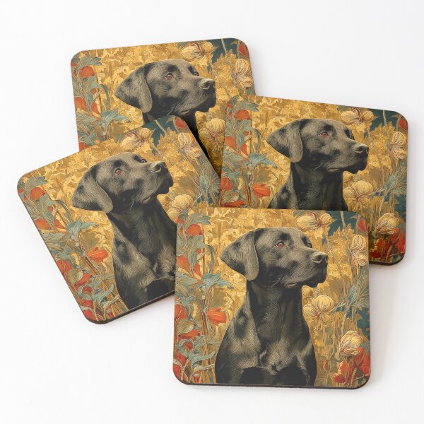 Item preview, Black Labrador Portrait in Floral Setting designed and sold by PetsArt.