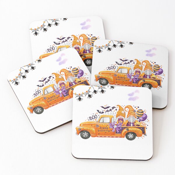 Item preview, Cute Halloween Gnome Truck – Vintage Orange Pickup with Candy and Pumpkins designed and sold by weerayar.