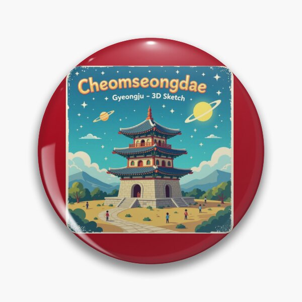 Item preview,  Title Cheomseongdae Observatory Gyeongju – 3D Funny Sketch,  designed and sold by PaintMeWorld.