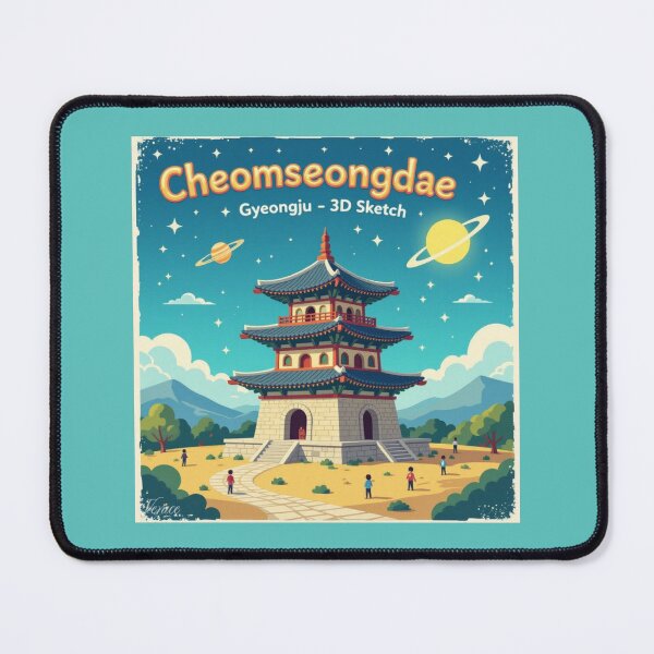 Item preview, Title Cheomseongdae Observatory Gyeongju – 3D Funny Sketch, designed and sold by PaintMeWorld.