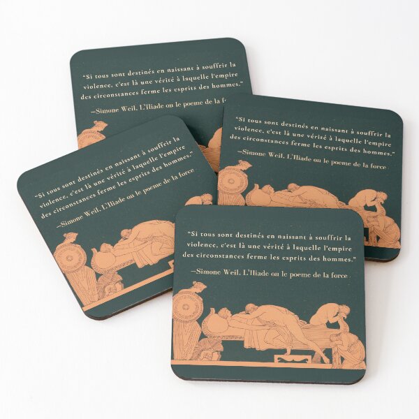 Item preview, Simone Weil quote: “Si tous sont destinés en naissant à souffrir la violence, c'est là une vérité à laquelle l'empire des circonstances ferme les esprits des hommes.” designed and sold by artbleed.