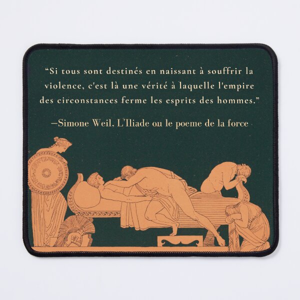 Item preview, Simone Weil quote: “Si tous sont destinés en naissant à souffrir la violence, c'est là une vérité à laquelle l'empire des circonstances ferme les esprits des hommes.” designed and sold by artbleed.
