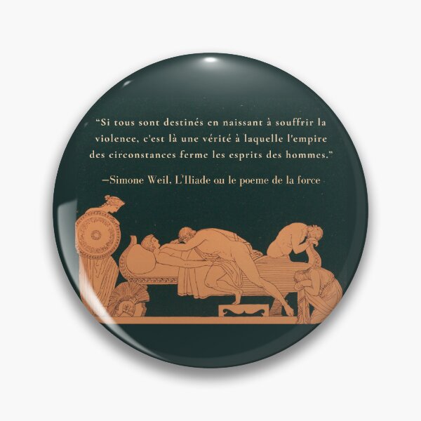 Item preview, Simone Weil quote: “Si tous sont destinés en naissant à souffrir la violence, c'est là une vérité à laquelle l'empire des circonstances ferme les esprits des hommes.” designed and sold by artbleed.