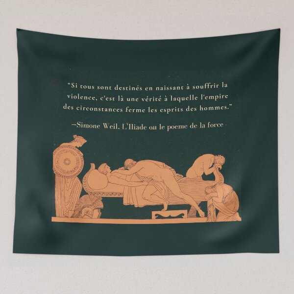 Item preview, Simone Weil quote: “Si tous sont destinés en naissant à souffrir la violence, c'est là une vérité à laquelle l'empire des circonstances ferme les esprits des hommes.” designed and sold by artbleed.