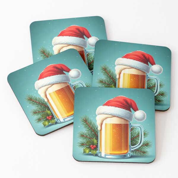 Item preview, Festive Beer Mug with Santa Hat and Holly | Cheerful Christmas Vector Illustration in Cartoon Style designed and sold by PixelVibe782.