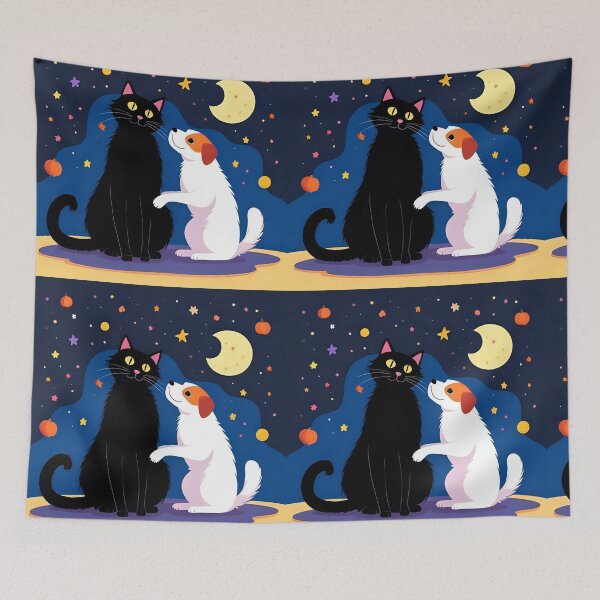 Item preview, A night of friendship between cats and dogs designed and sold by nighttime1990.