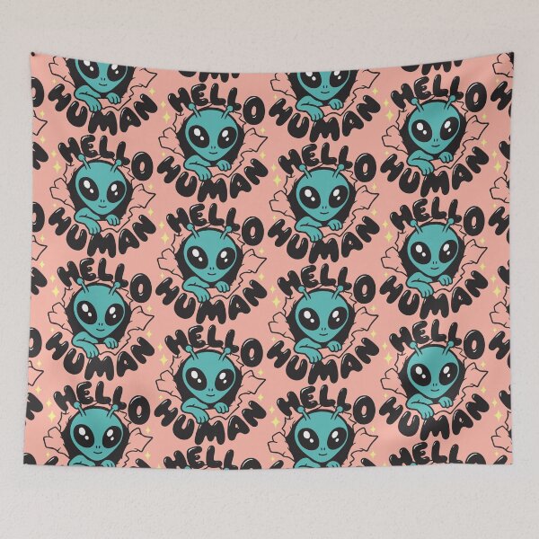 Item preview, Hello Human Alien Cute Cartoon Design designed and sold by graphicnew.