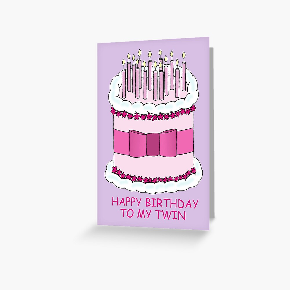 Carte De Vœux Joyeux Anniversaire A Mon Jumeau Gateau De Dessin Anime Et Bougies Par Katetaylor Redbubble