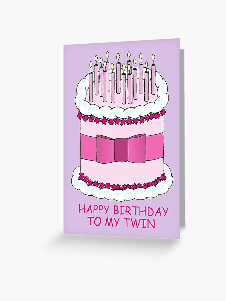 Carte De Vœux Joyeux Anniversaire A Mon Jumeau Gateau De Dessin Anime Et Bougies Par Katetaylor Redbubble