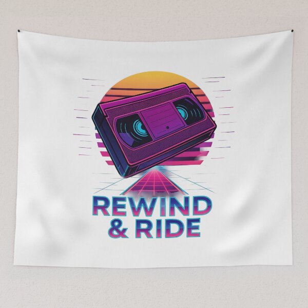 Item preview, Retro VHS Neon Rewind and Ride 80s Style Artwork. designed and sold by The-T-In-Retro.