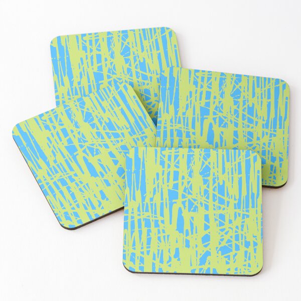 Item preview, Scribble Pattern Design – Lime Green Abstract Lines on Light Blue Background designed and sold by Cultradesign.