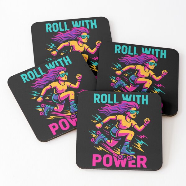 Item preview, Retro Roller Girl Roll With Power Neon Skater Vibes. designed and sold by The-T-In-Retro.