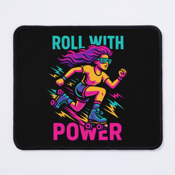 Item preview, Retro Roller Girl Roll With Power Neon Skater Vibes. designed and sold by The-T-In-Retro.