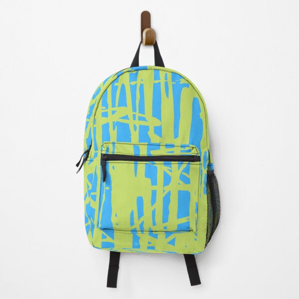 Item preview, Scribble Pattern Design – Lime Green Abstract Lines on Light Blue Background designed and sold by Cultradesign.