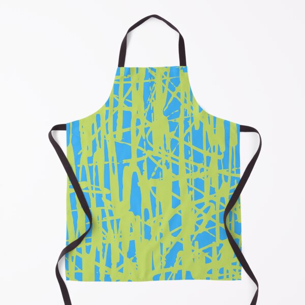 Item preview, Scribble Pattern Design – Lime Green Abstract Lines on Light Blue Background designed and sold by Cultradesign.