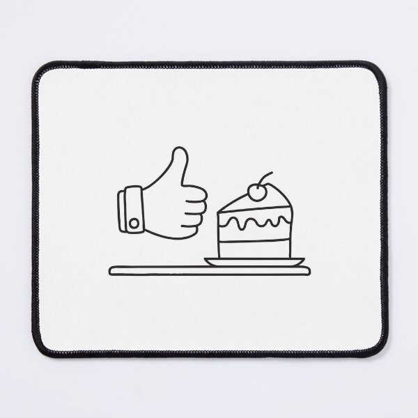 Item preview, A thumb symbol beside a slice of cake on a bakery counter designed and sold by rasagamastore.