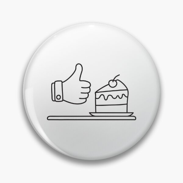 Item preview, A thumb symbol beside a slice of cake on a bakery counter designed and sold by rasagamastore.